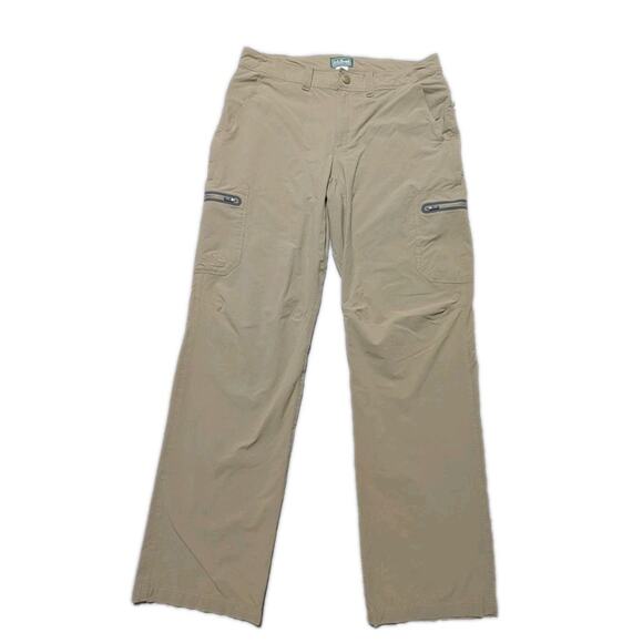 L.L.Bean Men's Nylon Hiking Pants 33x32 Khaki Stretch Outdoor Zip Pockets - Picture 1 of 10